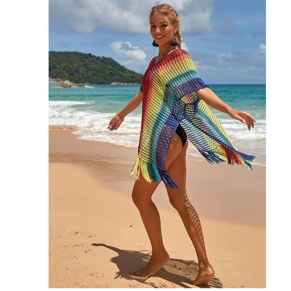 Women Crochet Sexy Coverup for Swimwear Women Summer Outfit Knitted Fishnet Top - Picture 3 of 11